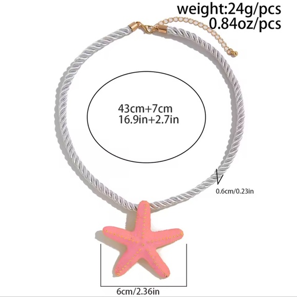 Starfish Pink Coral Earrings Necklace Set - Picture 3 of 6